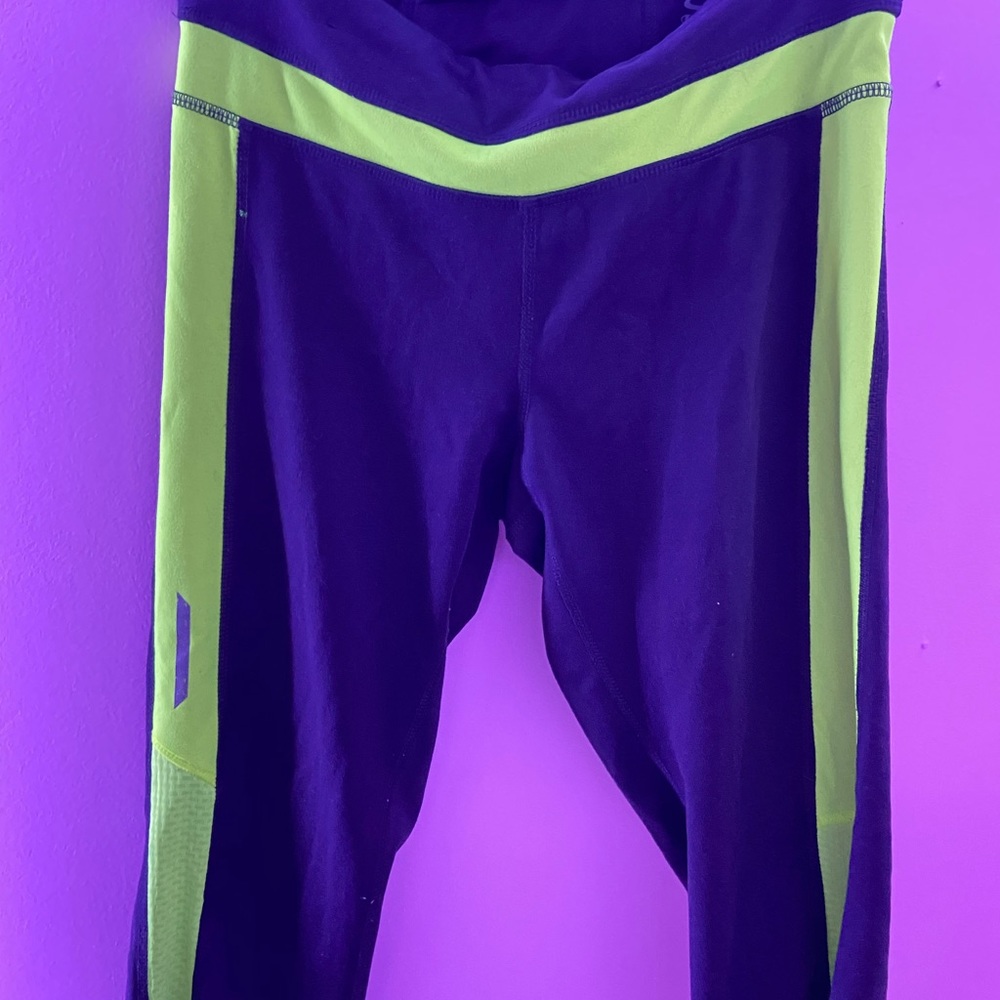 Champion neon green and gray cropped leggings